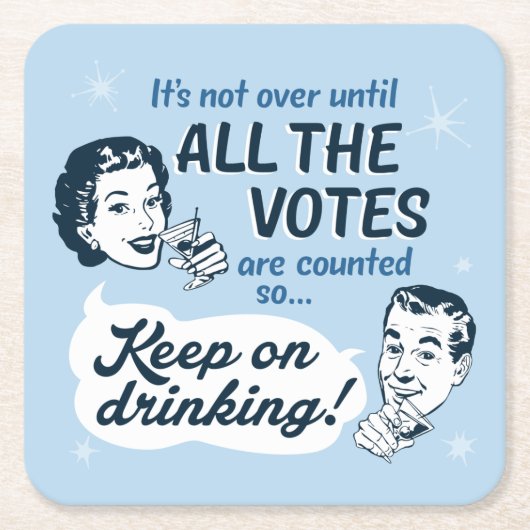 すべての票をカウント |紙コースター |レトロ おもしろい スクエアペーパーコースター (正面)