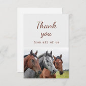 すべての私たちの馬のおもしろい サンキューカード (正面/裏面)