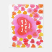 すべての私のハートの甘い水彩画のカスタムの愛U フリースブランケット (正面)