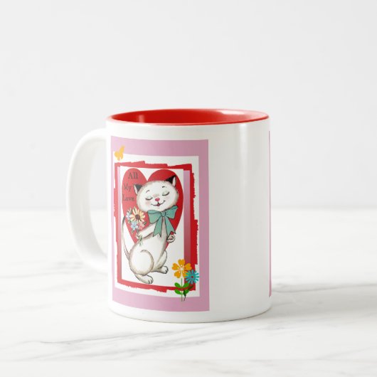 すべての私の愛バレンタイン猫のマグ ツートーンマグカップ (正面左)