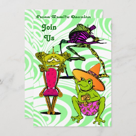 すべての種類のおもしろいファミリ懇親会パーティの招待状 招待状 (正面/裏面)