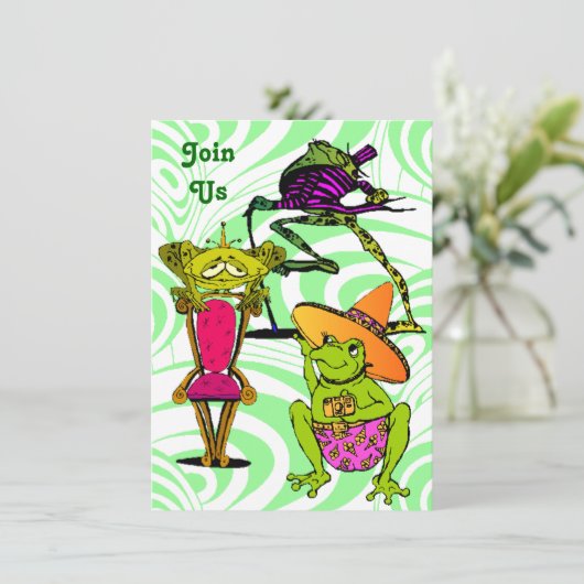 すべての種類のおもしろいファミリ懇親会パーティの招待状 招待状 (スタンド正面)