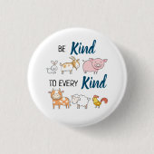 すべての種類の可愛い漫画の動物のビーガンに親切にする 缶バッジ (正面)