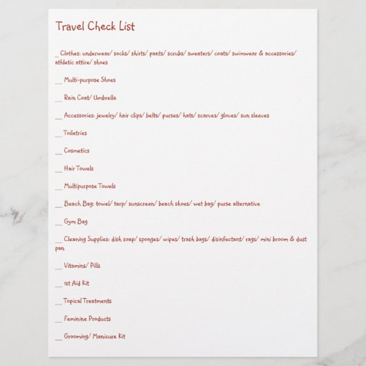 すべての種類の旅行のための究極の旅行チェックリスト チラシ (正面)