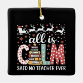 すべての穏やかな言った先生クリスマスペンシルの木 セラミックオーナメント (正面)