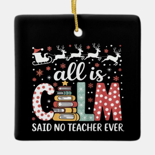 すべての穏やかな言った先生クリスマスペンシルの木 セラミックオーナメント (正面)