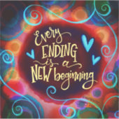 すべての端は新しい始めのインスピリシティトレンディー シール (正面)