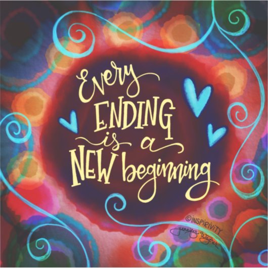 すべての端は新しい始めのインスピリシティトレンディー シール (正面)