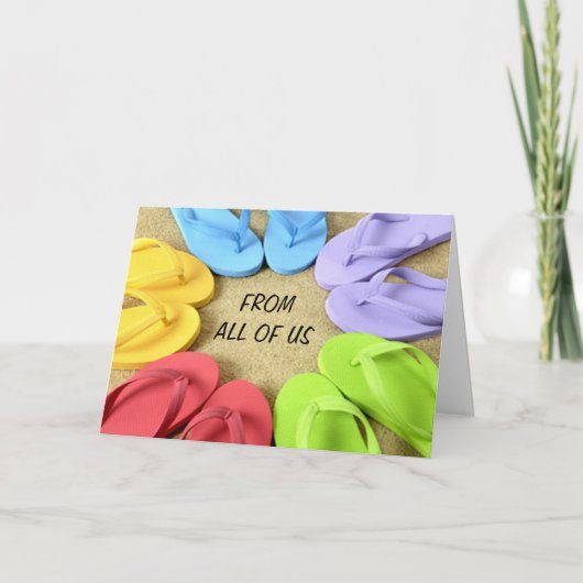 すべての米国から – ビーチサンダル誕生日 カード (正面)