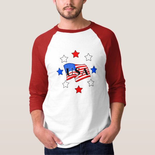 すべての米国の旗および星 Tシャツ (正面)