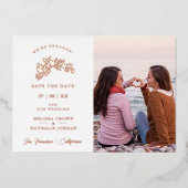 すべての結婚LGBTバラ金ゴールド効果枝の写真 箔招待状 (正面)