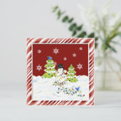 すべての絡み合い、雪だるまとクリスマスツリーのライト シーズンカード (スタンド正面)