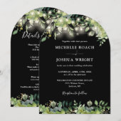 すべての緑のアーチストリングライト結婚の 招待状 (正面/裏面)