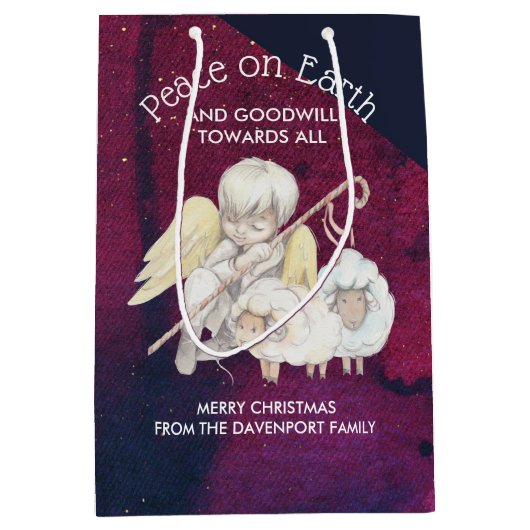 すべての羊飼いに対する地上の平和と親善 ミディアムペーパーバッグ (正面)