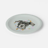 "すべての耳"のピット・ブル犬の水彩画の絵画 ペーパープレート (アングル)