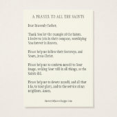 すべての聖人の日祈りの言葉伝統的神聖カード (裏面)