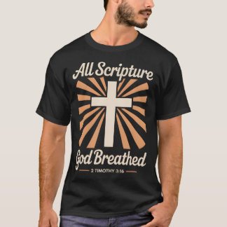 すべての聖書は神の霊感による ティモテへの第二の手紙 3:16 十字架 Tシャツ