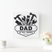 すべての職業のパパ-ヴィンテージメンズハンディマンズツール スクエア壁時計 (ホーム)