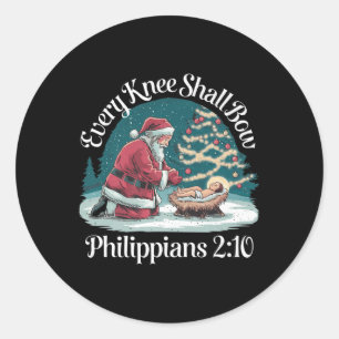 すべての膝はイエス・キリスト教のサンタクリスマスChに弓を ラウンドシール