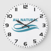 すべての自然ミニマルエコフレンドリーデザインのティール(緑がかった色) ラージ壁時計 (正面)