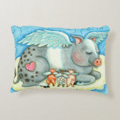 すべての良い子豚天国、かわいい豚の天使に行く アクセントクッション (裏面)