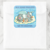 すべての良い子豚天国、かわいい豚の天使に行く スクエアシール (バッグ)