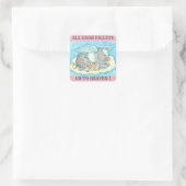 すべての良い子豚、豚の天使のステッカーシート スクエアシール (バッグ)