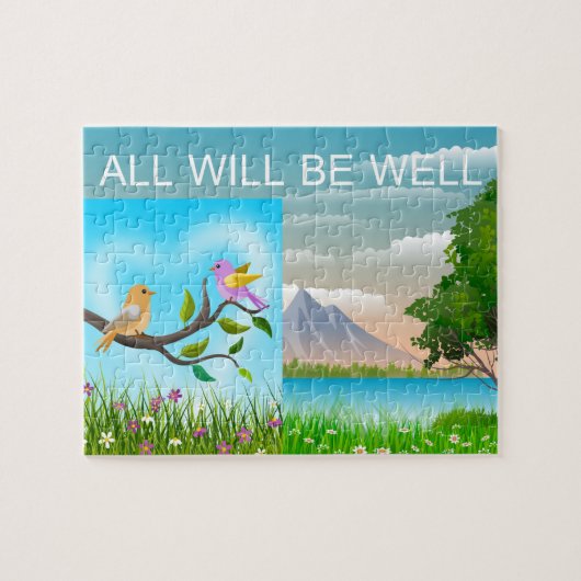 すべての良い愛の鳥の山の自然、6歳になる ジグソーパズル (横)