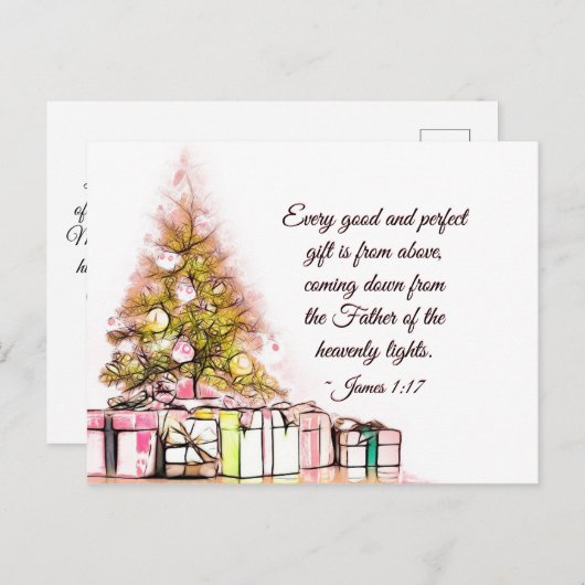 すべての良い贈り物と完全な賜物は上から来るものであり、光の父なる神から下る。 ー ヤコブの手紙 1: シーズンポストカード (正面/裏面)