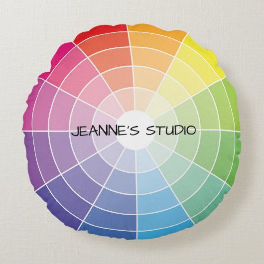 すべての色のカラーホイールの枕 ラウンドクッション (正面)