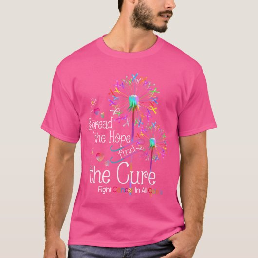 すべての色のリボンと花でがんと闘おう Tシャツ (正面)