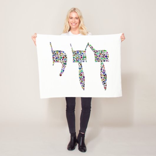 すべての色の宝石で作られたチャイシンボル フリースブランケット (インサイチュ)