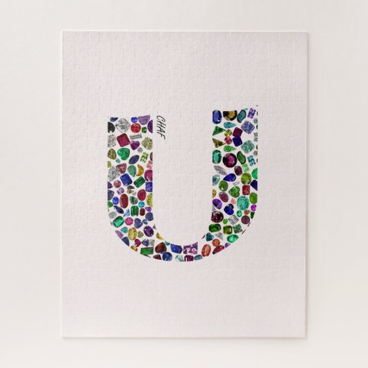 すべての色の宝石で作られたヘブライ文字'CHAF' ジグソーパズル (縦)