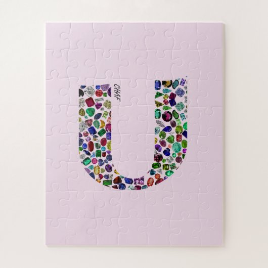 すべての色の宝石で作られたヘブライ文字'CHAF' ジグソーパズル (縦)