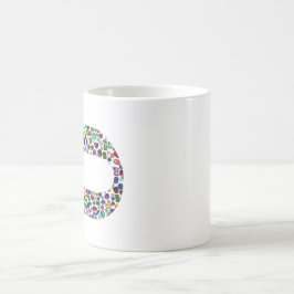 すべての色の宝石で作られたヘブライ文字'CHAF' モーフィングマグカップ