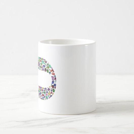 すべての色の宝石で作られたヘブライ文字'CHAF' モーフィングマグカップ (中央)