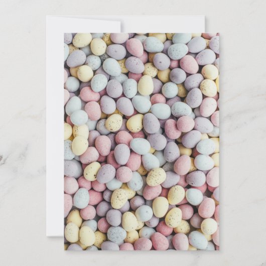 すべての色の美しいパステルイースターエッグキャンディ シーズンカード (正面)