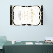 すべての色ストライプの紙吹雪と金ゴールド結婚の歓迎 横断幕 (トレードショー)