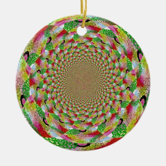すべての色フラクタルアート セラミックオーナメント (正面)
