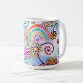 すべての花、ハート、虹 コーヒーマグカップ (正面右)