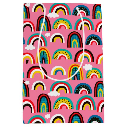 すべての虹のギフトバッグ ミディアムペーパーバッグ (正面)