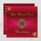 すべての行事にふさわしい、赤い宝石が付いたビジネス招待状 招待状 (正面/裏面)
