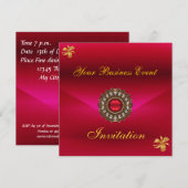 すべての行事に使える ビジネス ジュエル付き 赤 招待状 (正面/裏面)