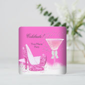 すべての行事に最適なピンクのマルガリータ ハイヒールパーティー 招待状 (スタンド正面)