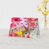 すべての行事のハワイの花およびヒトデのノート カード (黄色い花)