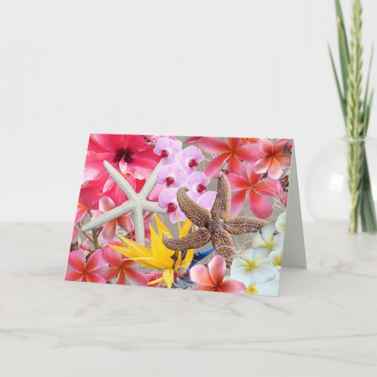 すべての行事のハワイの花およびヒトデのノート カード (正面)