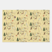 すべての行事の森の動物の数々の植物色 ラッピングペーパーシート (正面3)