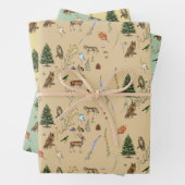 すべての行事の森の動物の数々の植物色 ラッピングペーパーシート (インサイチュ)