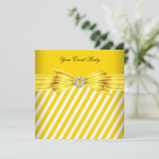 すべての行事イエローホワイトストライプイベントパーティー 招待状 (スタンド正面)