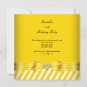 すべての行事イエローホワイトストライプイベントパーティー 招待状 (裏面)